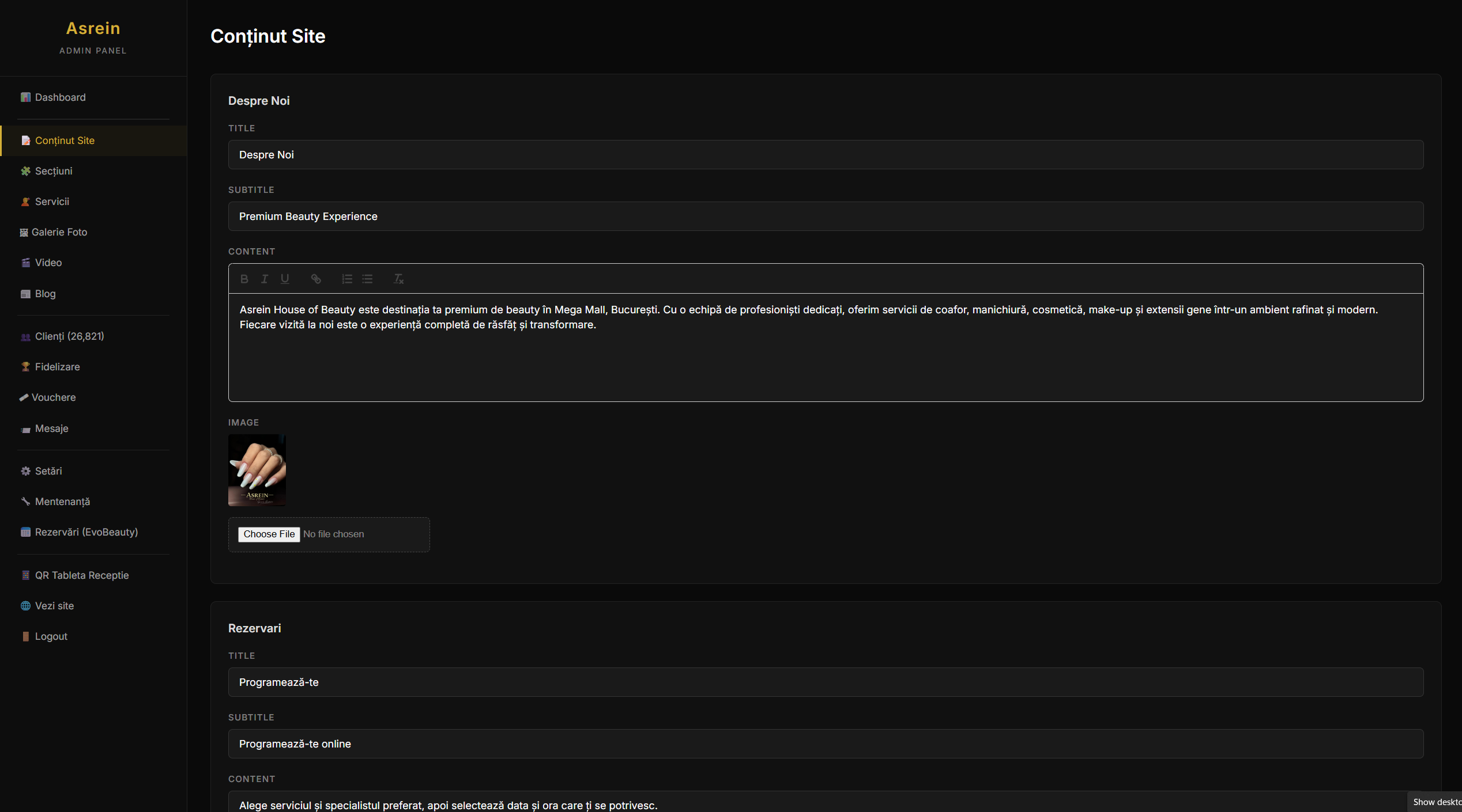 Dezvoltare site pentru salon beauty cu postari automate pe blog