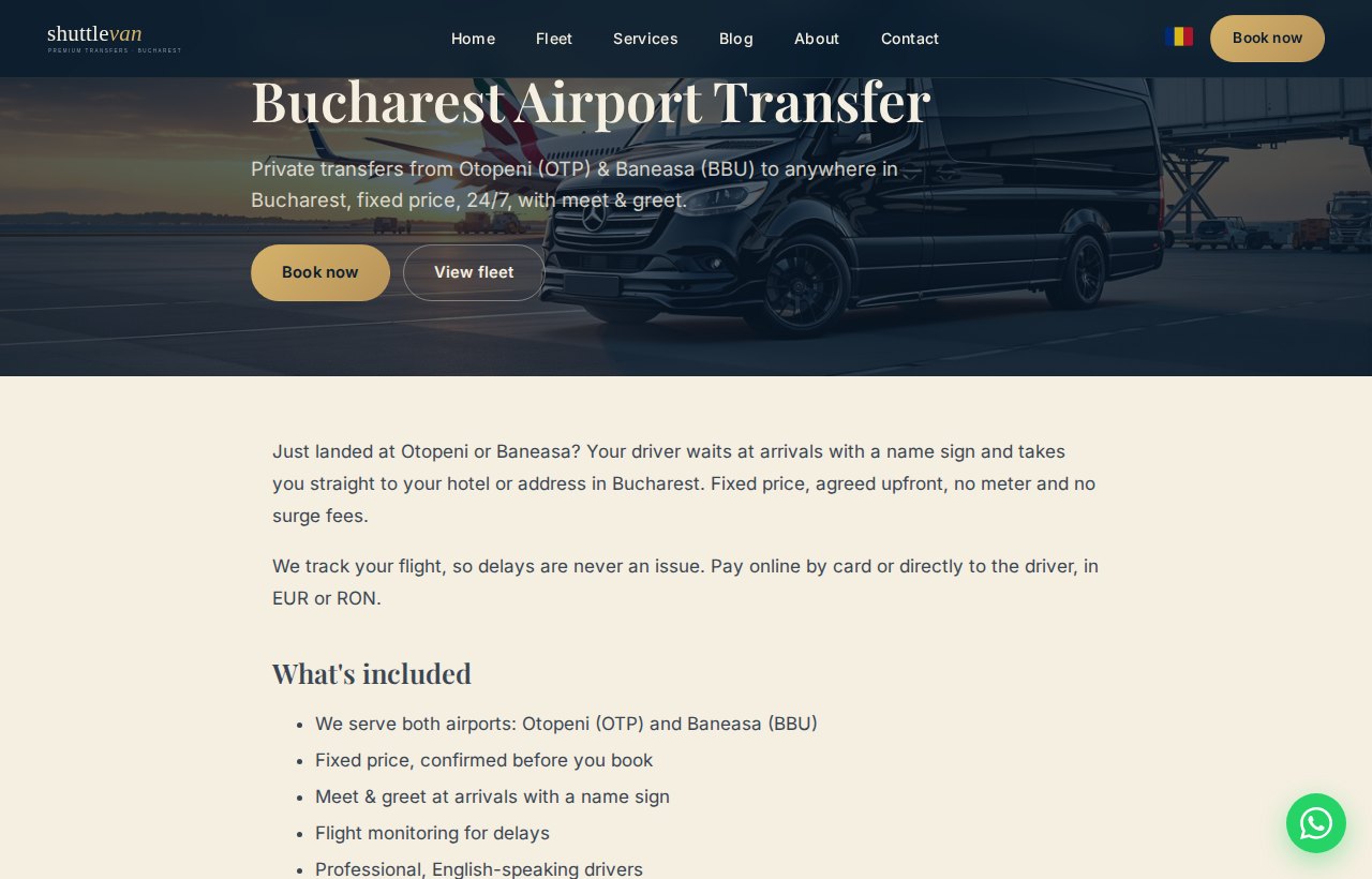 Airport transfer landing page