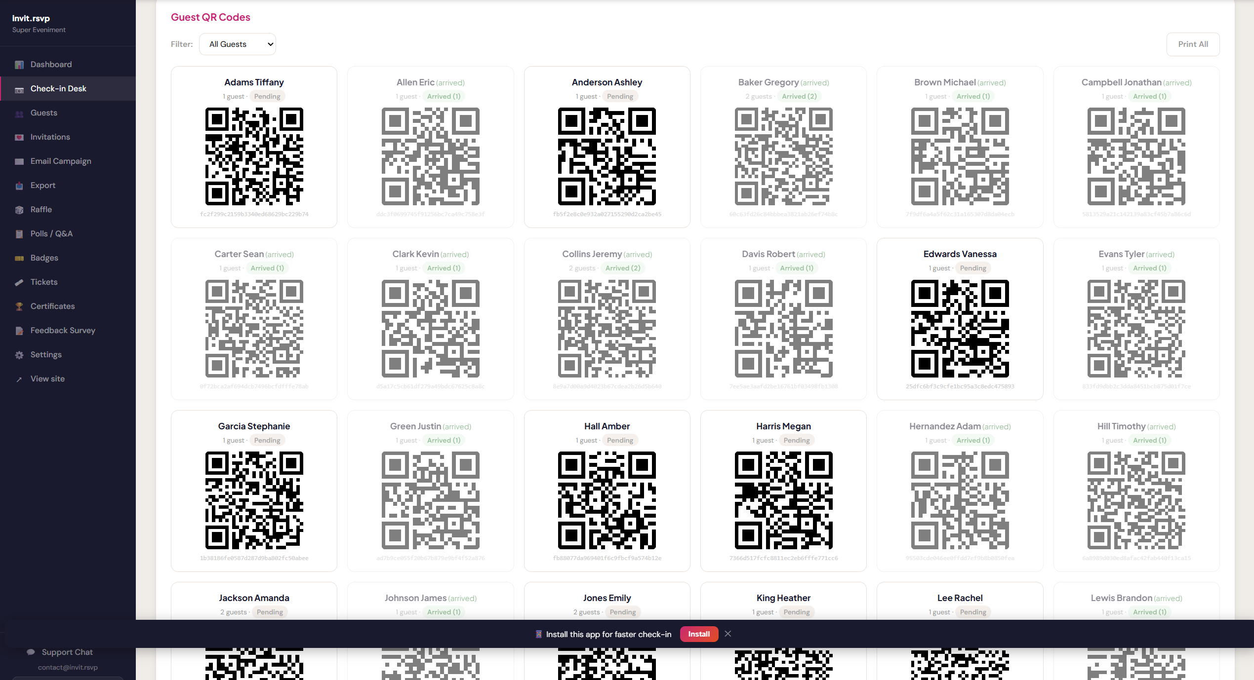 Event RSVP &amp;amp; Guest Management Platform